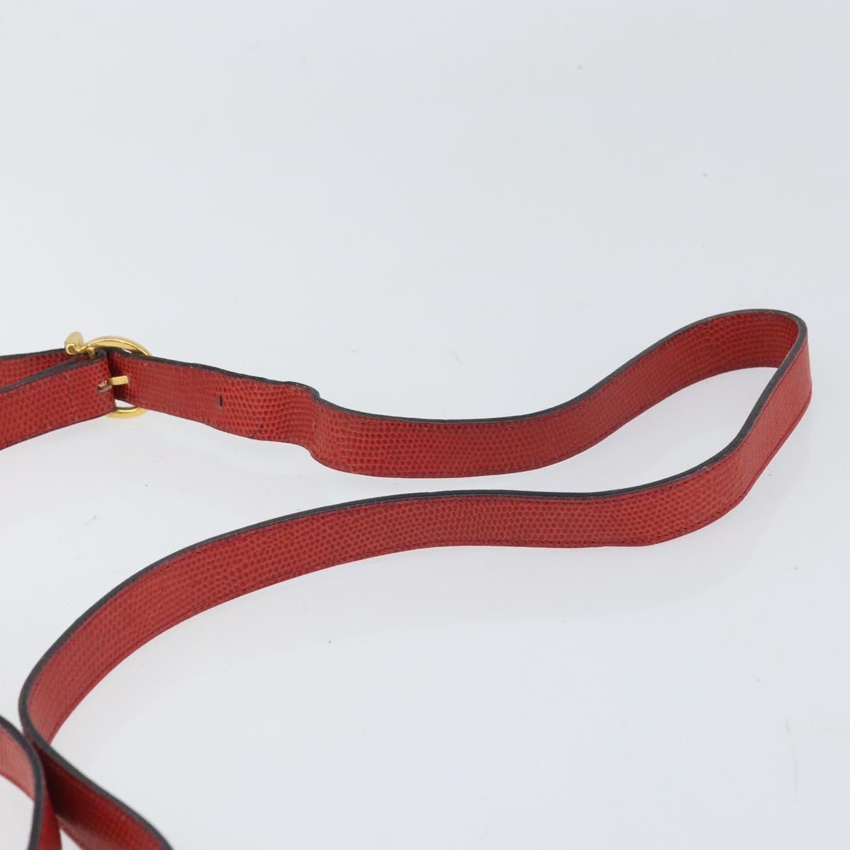 Salvatore Ferragamo Gancini Shoulder Bag Leather Red Gold Auth 159844