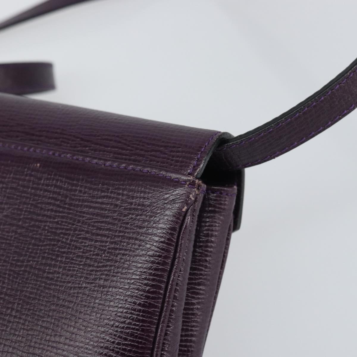 CELINE Circle Shoulder Bag Leather Purple Gold Auth 159845V