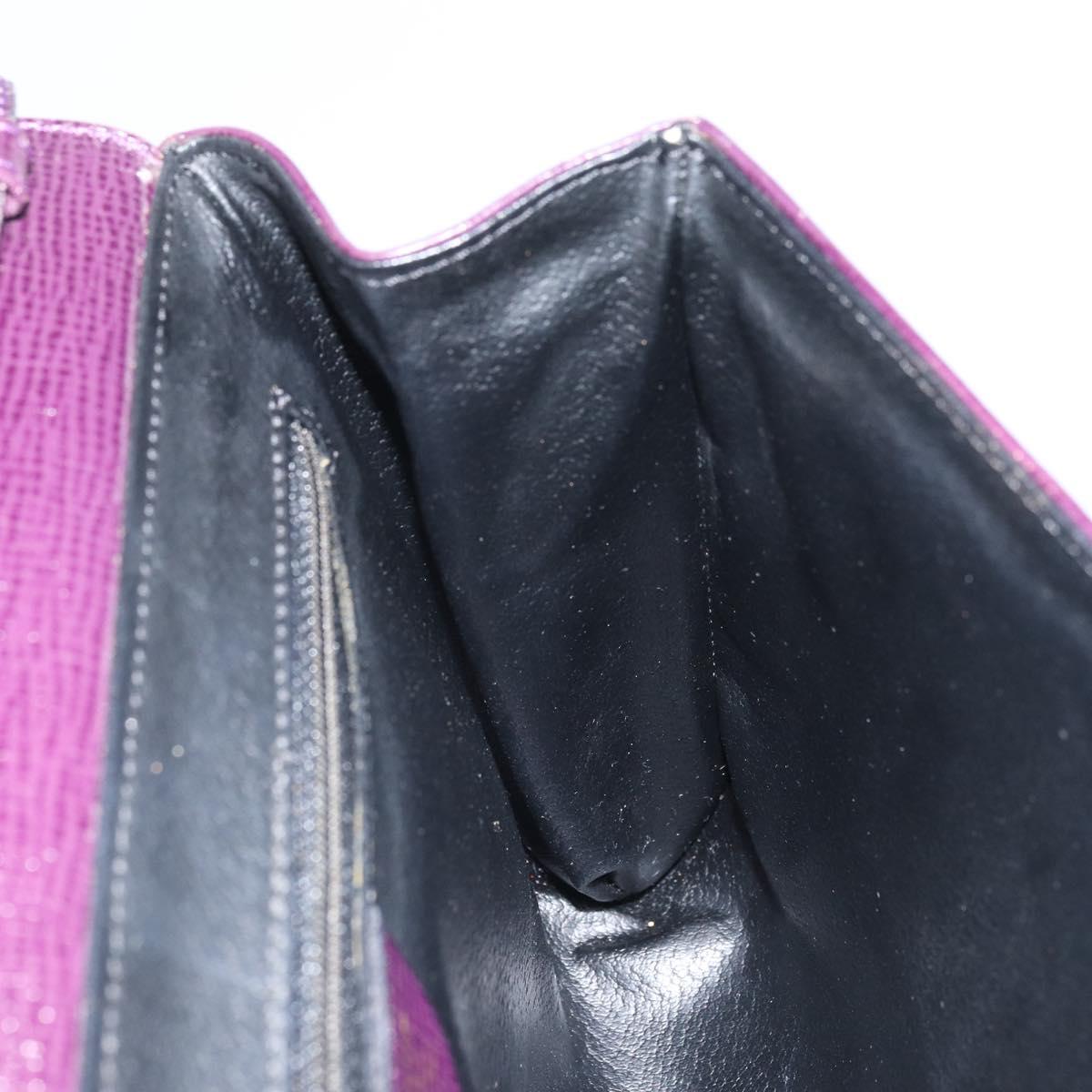CELINE Circle Shoulder Bag Leather Purple Gold Auth 159845V