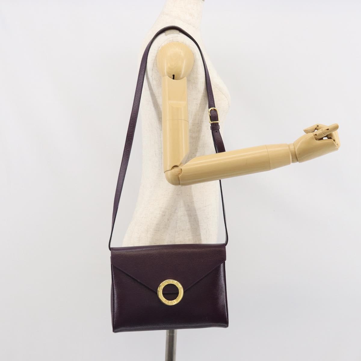 CELINE Circle Shoulder Bag Leather Purple Gold Auth 159845V