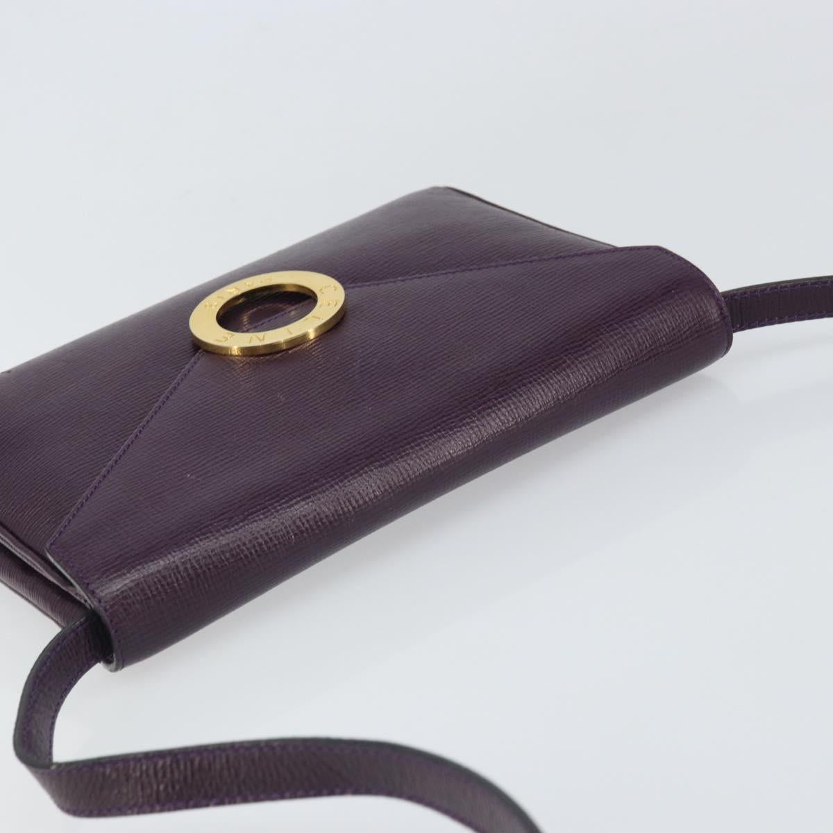 CELINE Circle Shoulder Bag Leather Purple Gold Auth 159845V