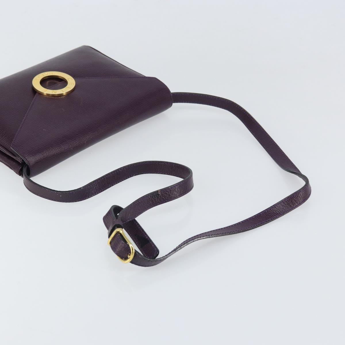 CELINE Circle Shoulder Bag Leather Purple Gold Auth 159845V