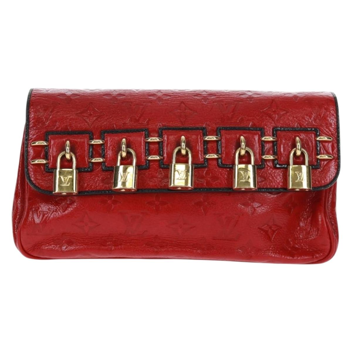 LOUIS VUITTON Monogram Clutch Bag Red LV Auth 159874SAV