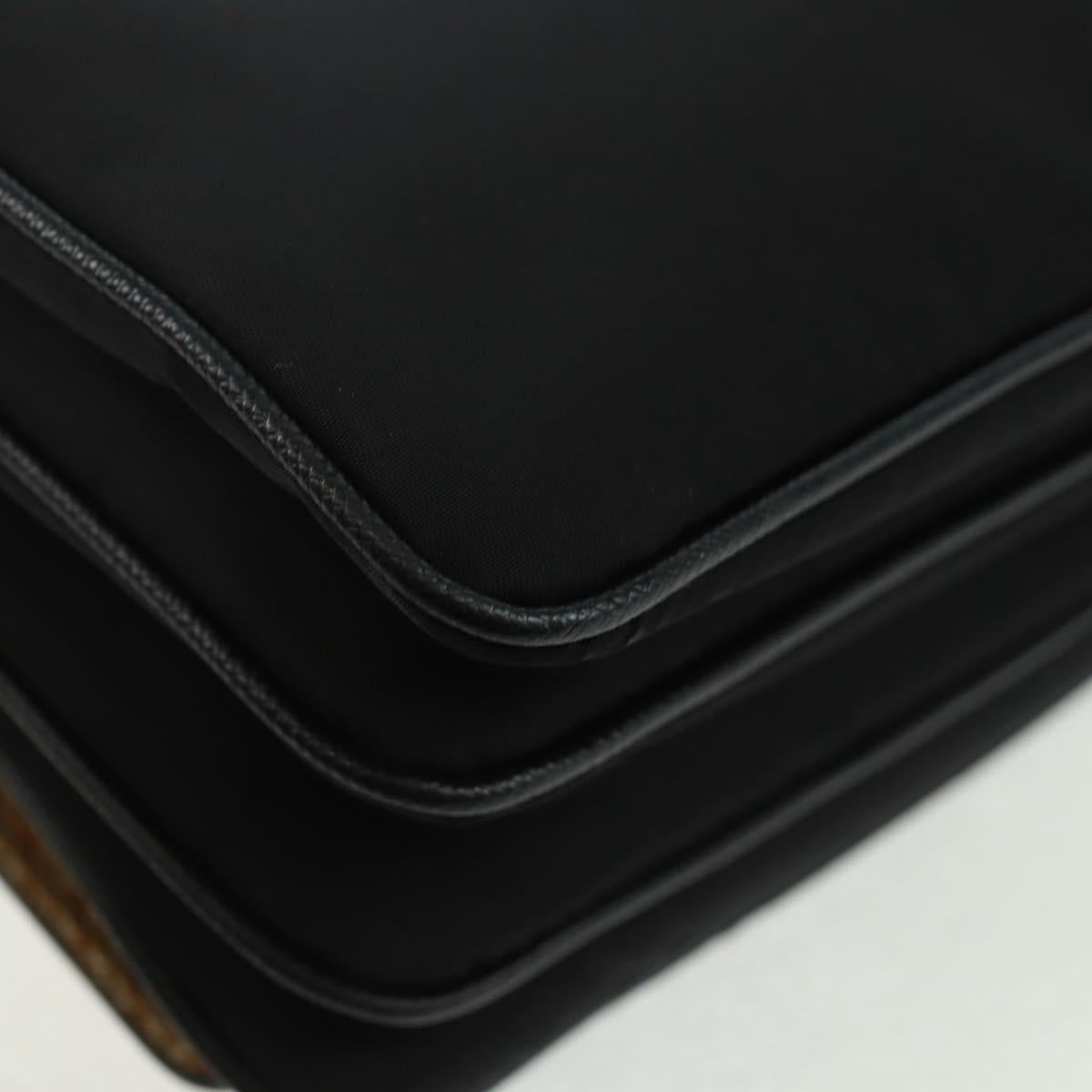 PRADA Hand Bag Nylon Black Silver Auth 159878V