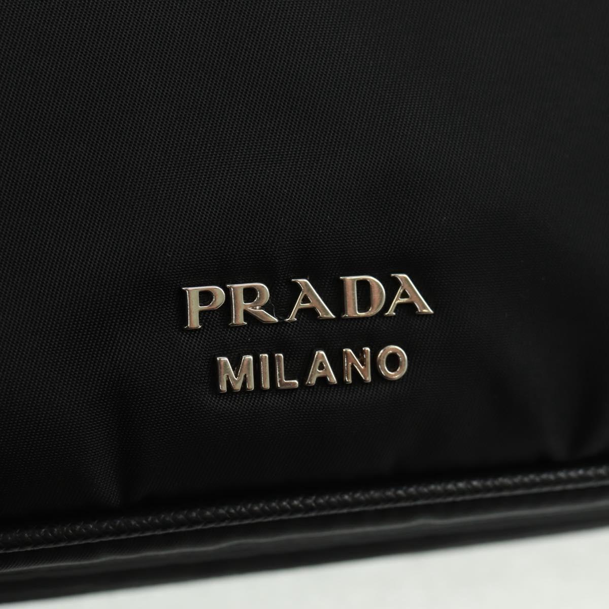 PRADA Hand Bag Nylon Black Silver Auth 159878V
