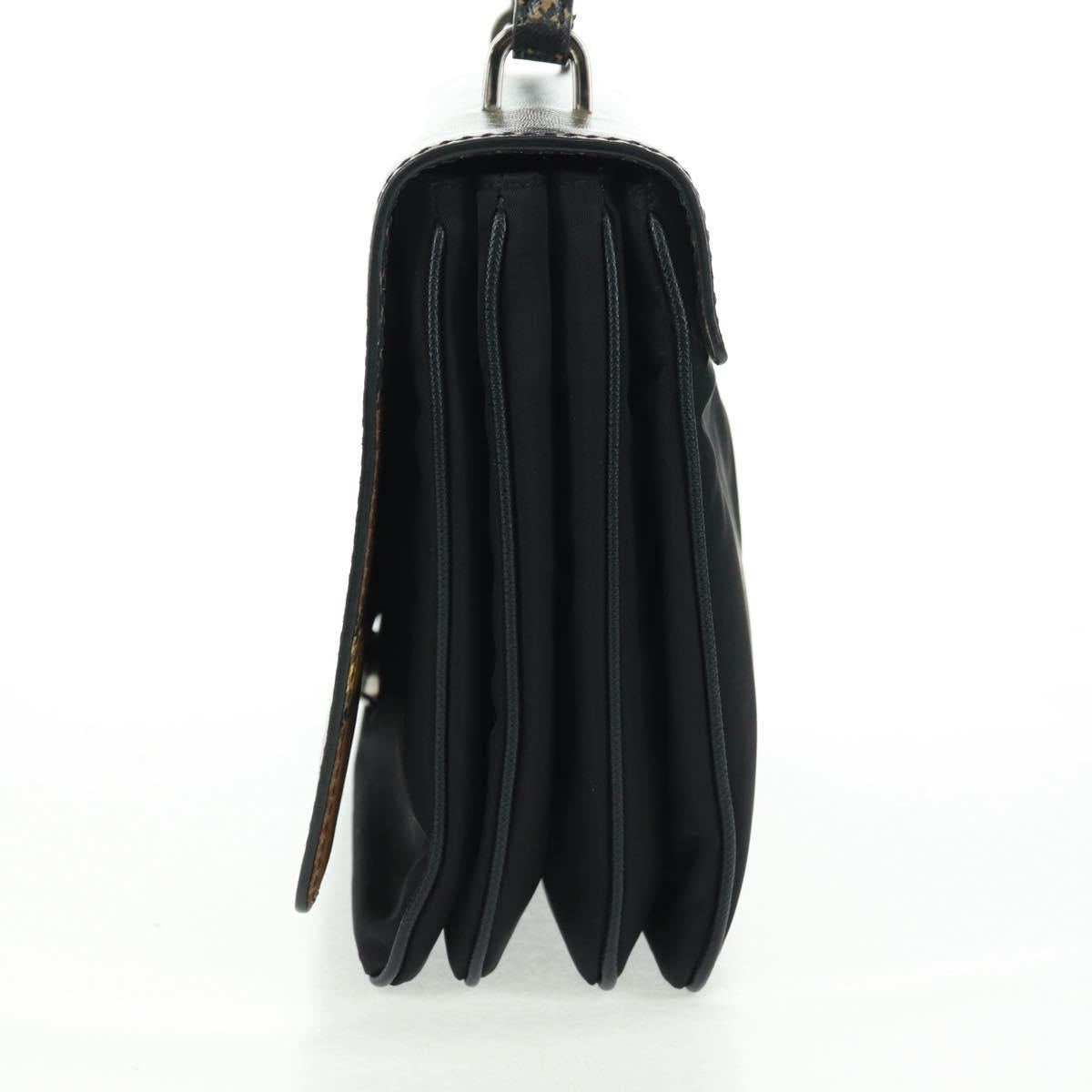 PRADA Hand Bag Nylon Black Silver Auth 159878V