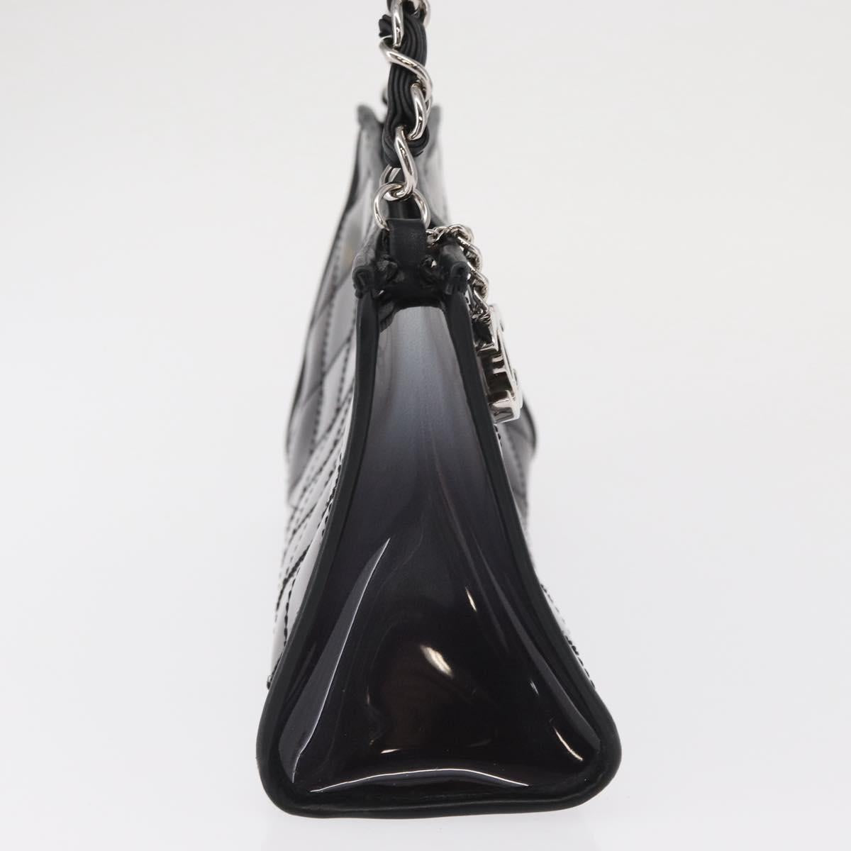 CHANEL Matelasse Chain Shoulder Bag Vinyl Leather Black Silver CC Auth 159885