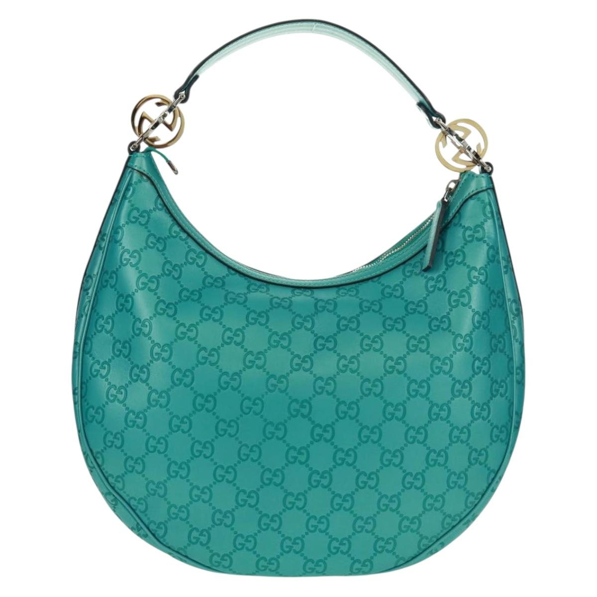 GUCCI GG Canvas Guccissima Bag Light Blue Silver Gold 232962 Auth 159906SAV