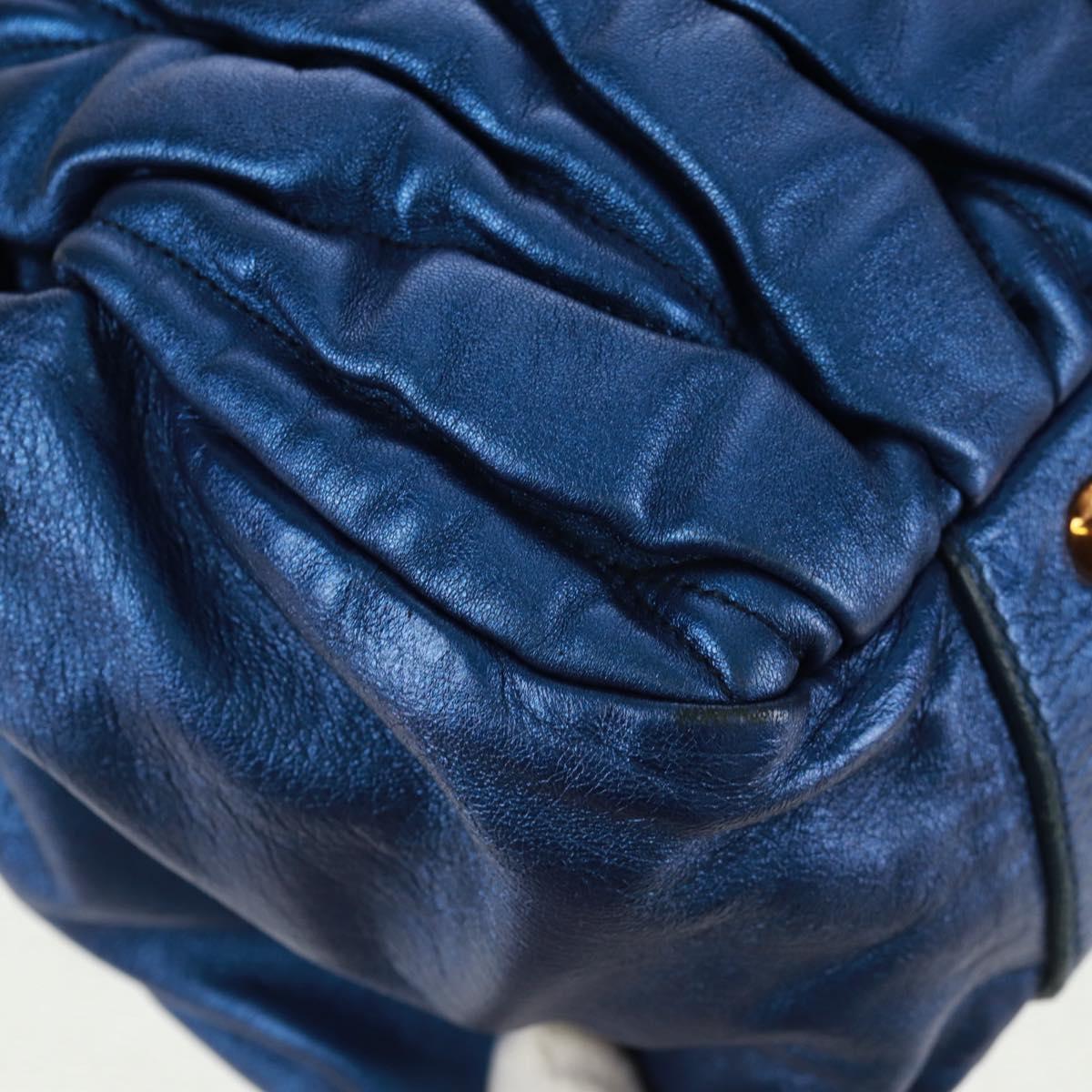 Miu Miu Matelasse Hand Bag Leather 2way Blue Gold Auth 159908SAV