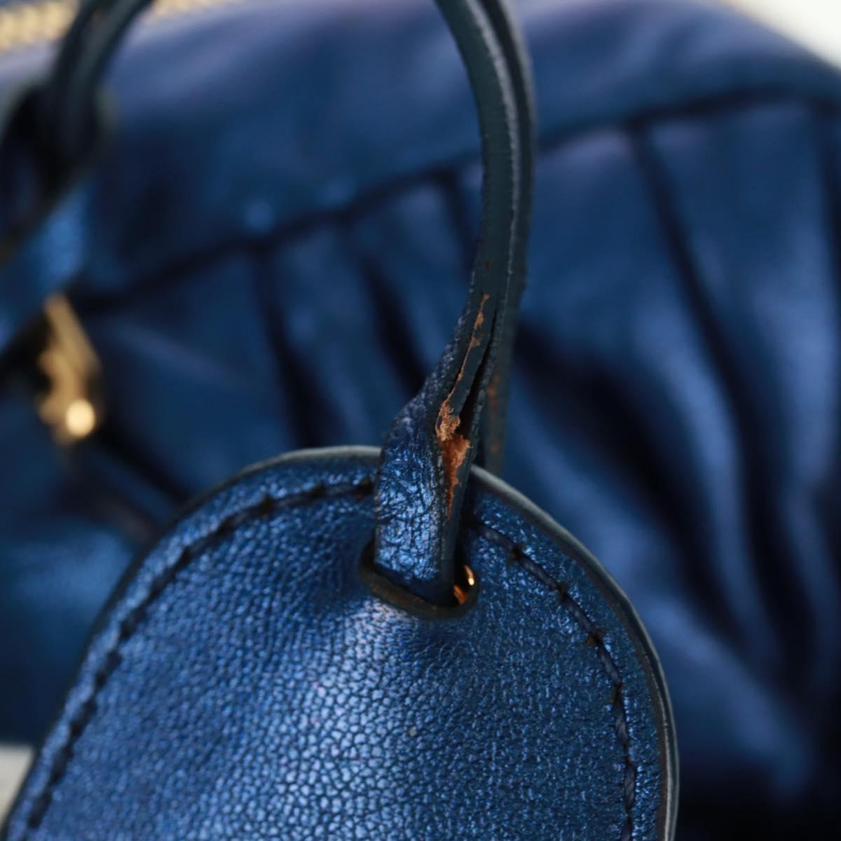 Miu Miu Matelasse Hand Bag Leather 2way Blue Gold Auth 159908SAV
