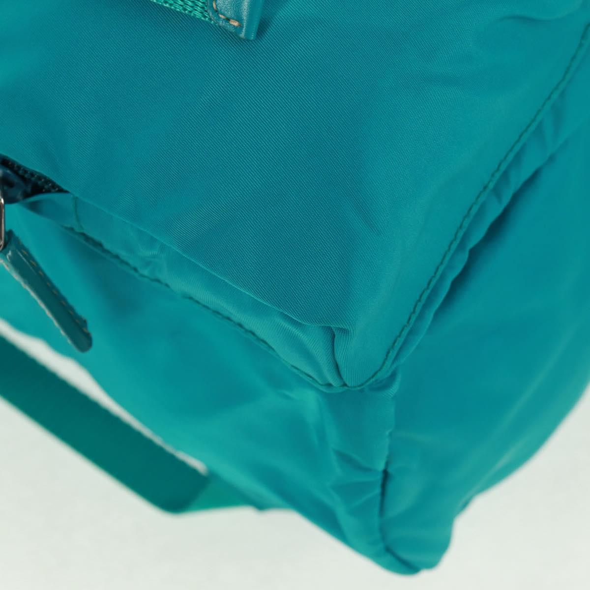 PRADA Backpack Nylon Turquoise Blue Silver Auth 159914V
