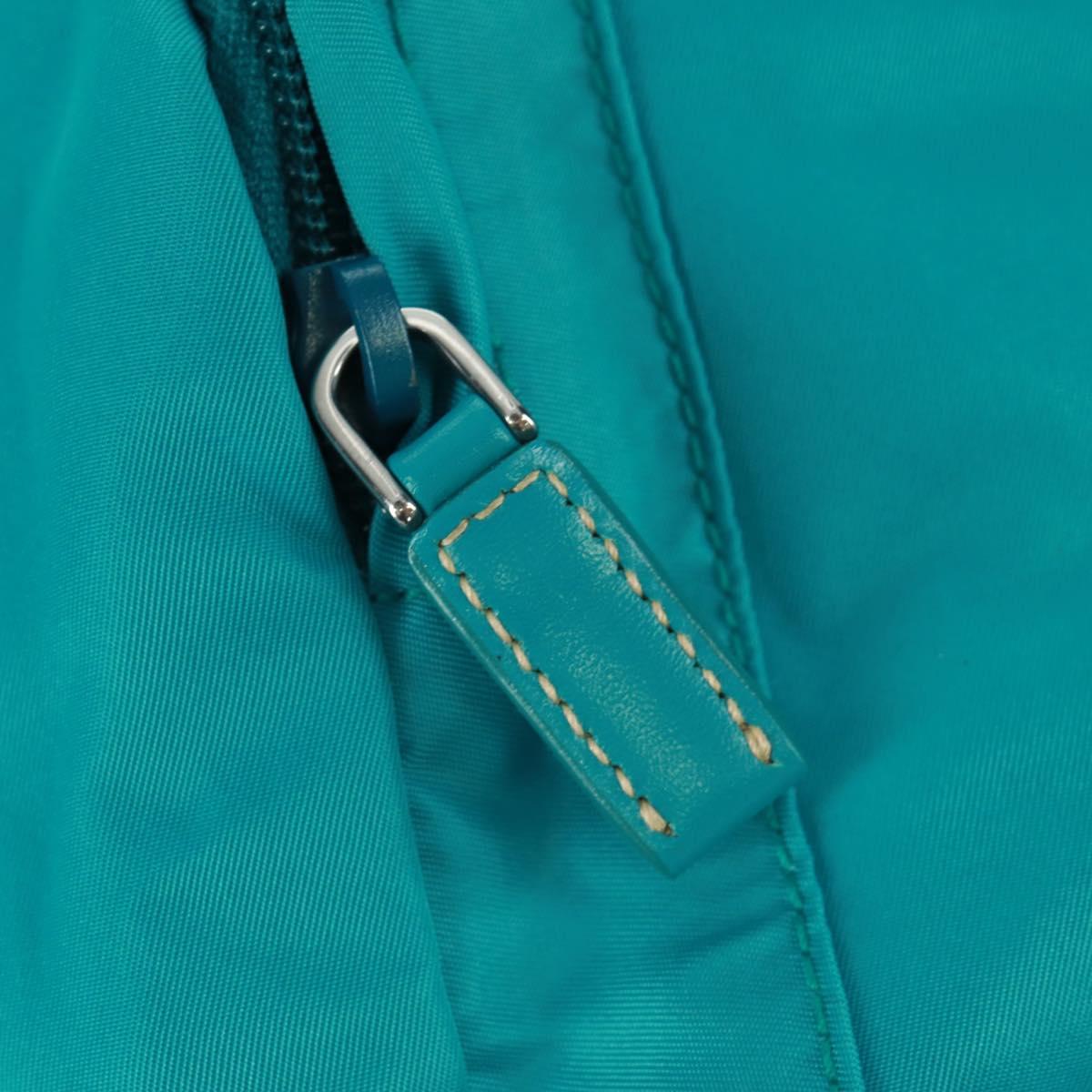 PRADA Backpack Nylon Turquoise Blue Silver Auth 159914V