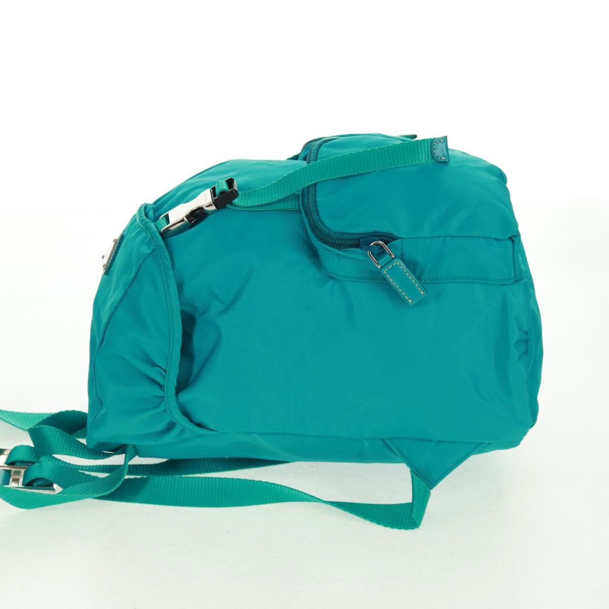 PRADA Backpack Nylon Turquoise Blue Silver Auth 159914V