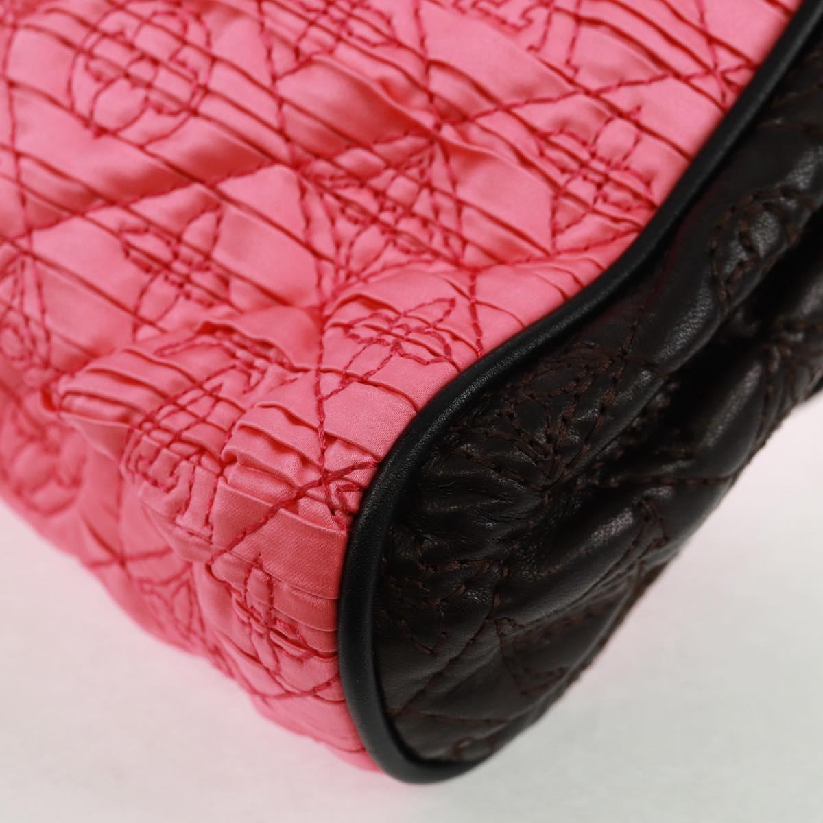 LOUIS VUITTON Monogram Coquette Pochette Bag Satin Leather Pink Auth 159918SAV