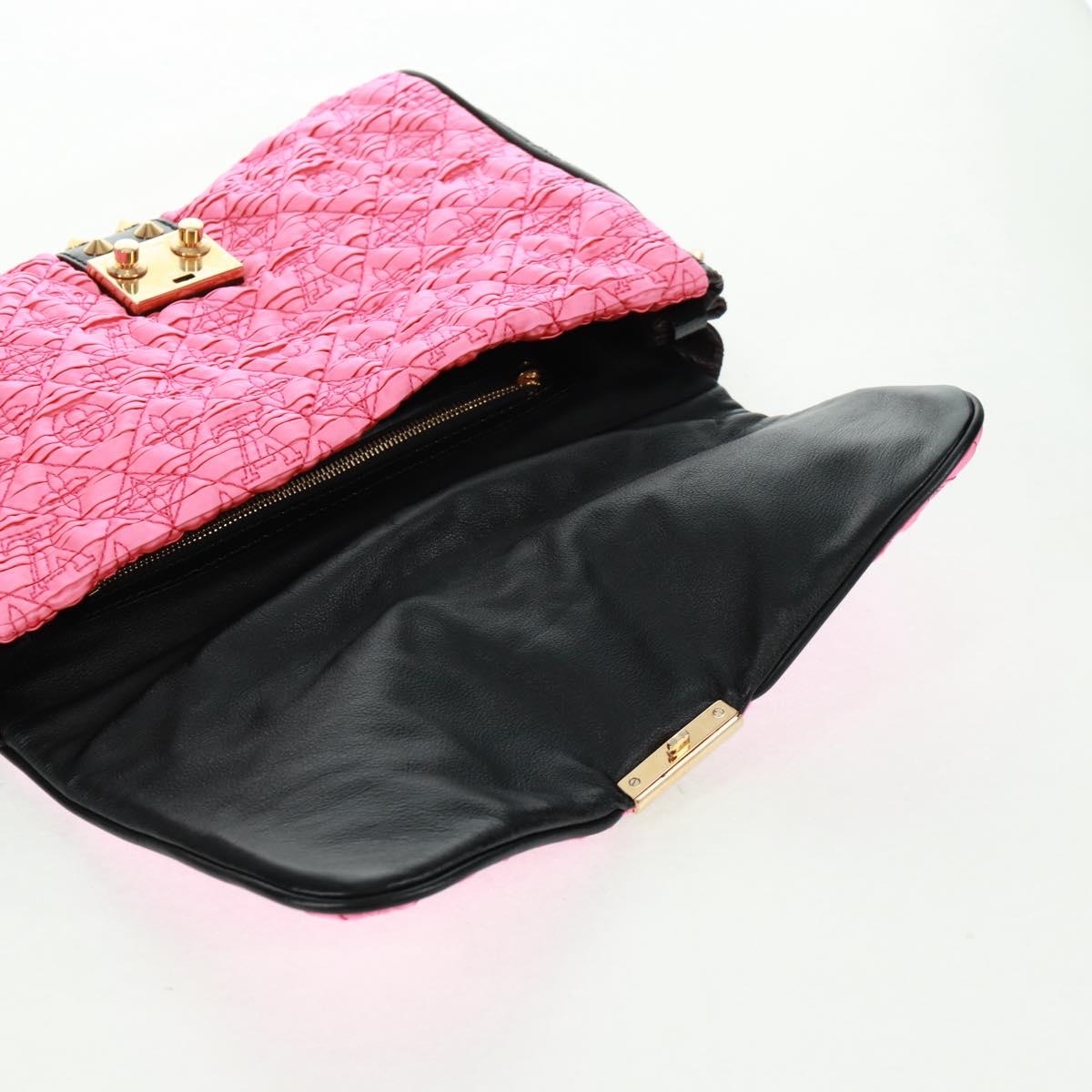 LOUIS VUITTON Monogram Coquette Pochette Bag Satin Leather Pink Auth 159918SAV