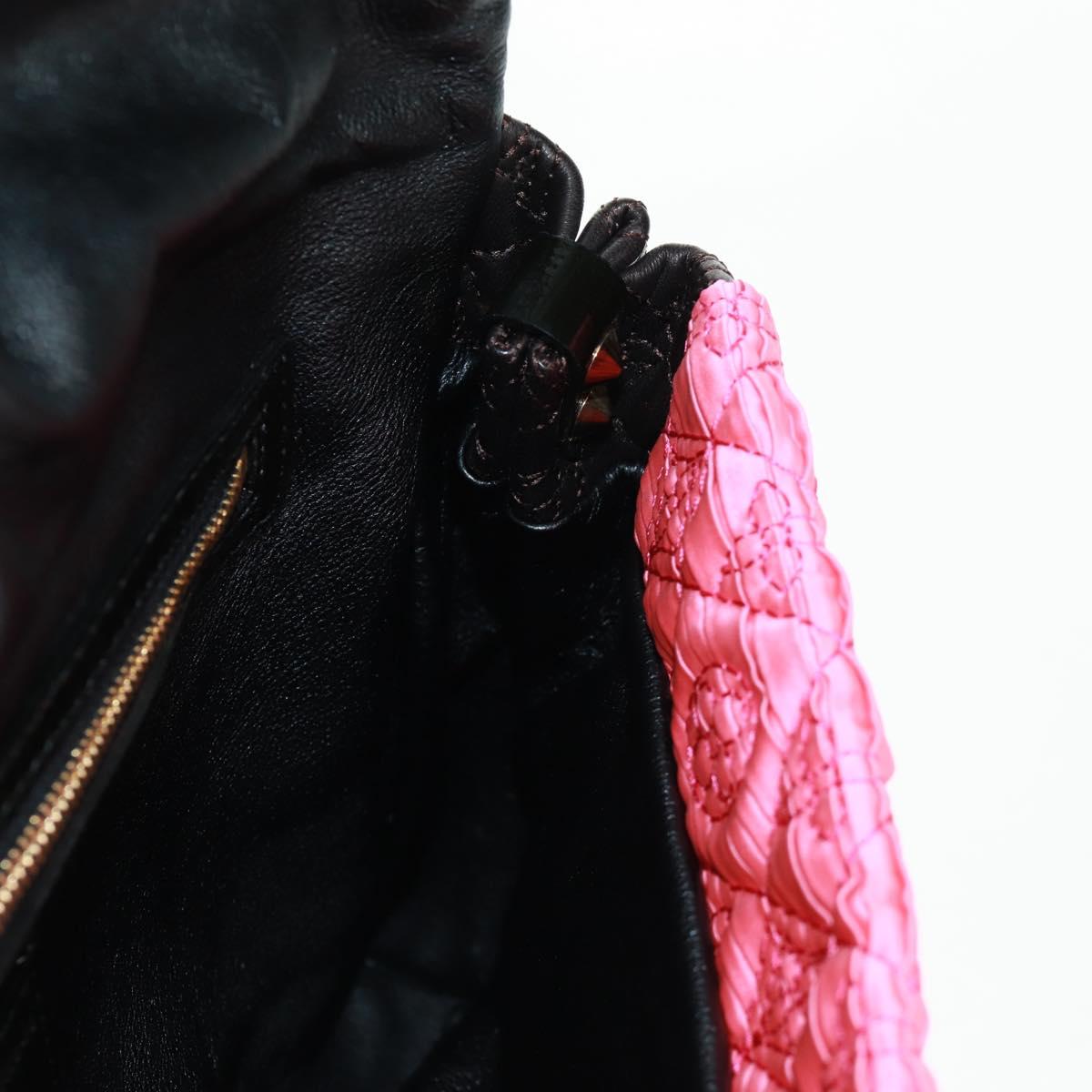 LOUIS VUITTON Monogram Coquette Pochette Bag Satin Leather Pink Auth 159918SAV