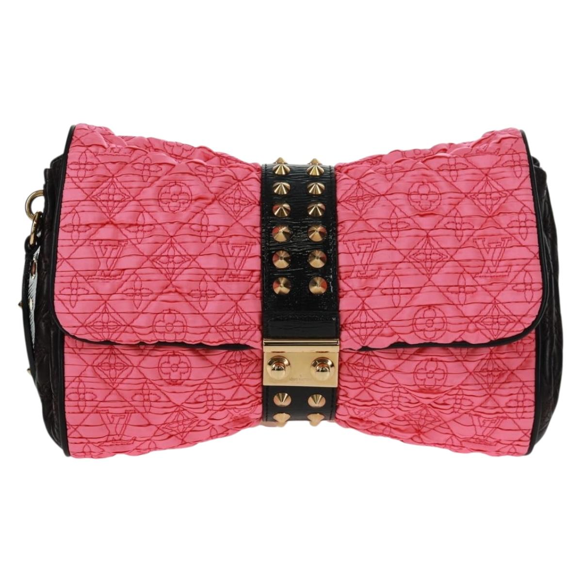 LOUIS VUITTON Monogram Coquette Pochette Bag Satin Leather Pink Auth 159918SAV