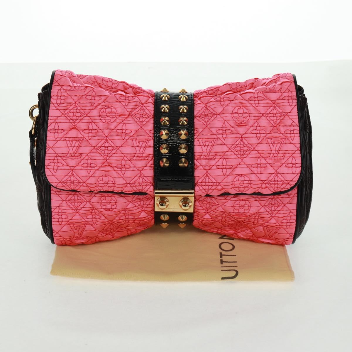 LOUIS VUITTON Monogram Coquette Pochette Bag Satin Leather Pink Auth 159918SAV