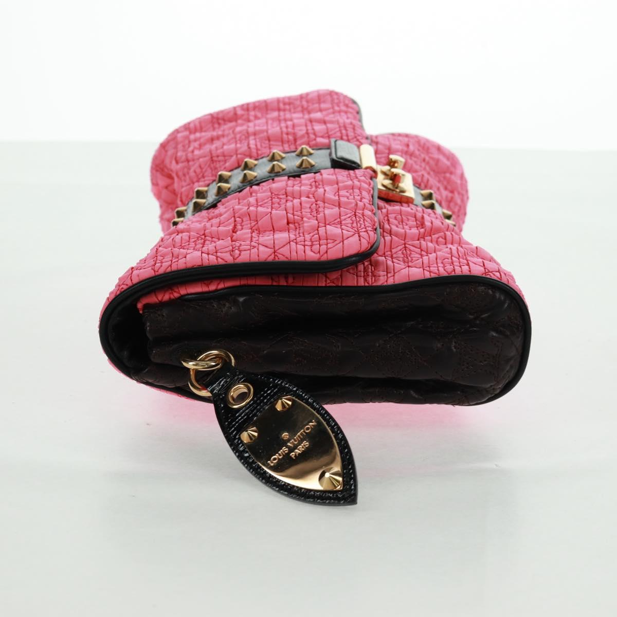 LOUIS VUITTON Monogram Coquette Pochette Bag Satin Leather Pink Auth 159918SAV