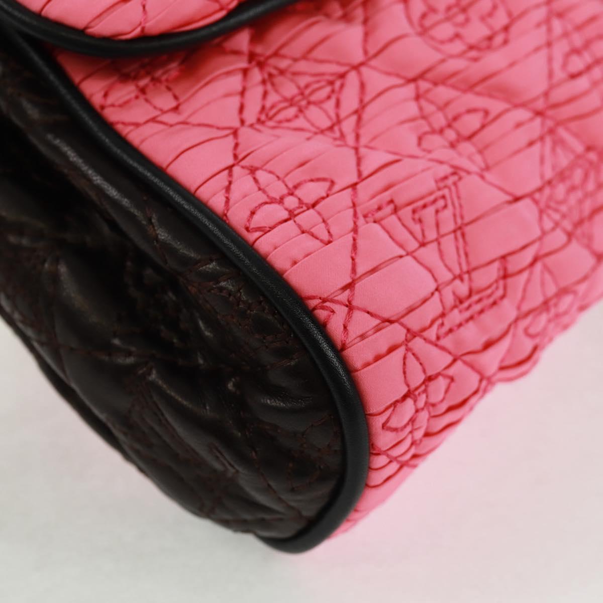 LOUIS VUITTON Monogram Coquette Pochette Bag Satin Leather Pink Auth 159918SAV