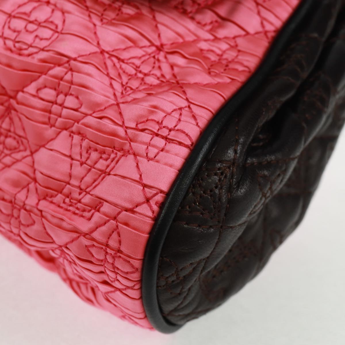 LOUIS VUITTON Monogram Coquette Pochette Bag Satin Leather Pink Auth 159918SAV
