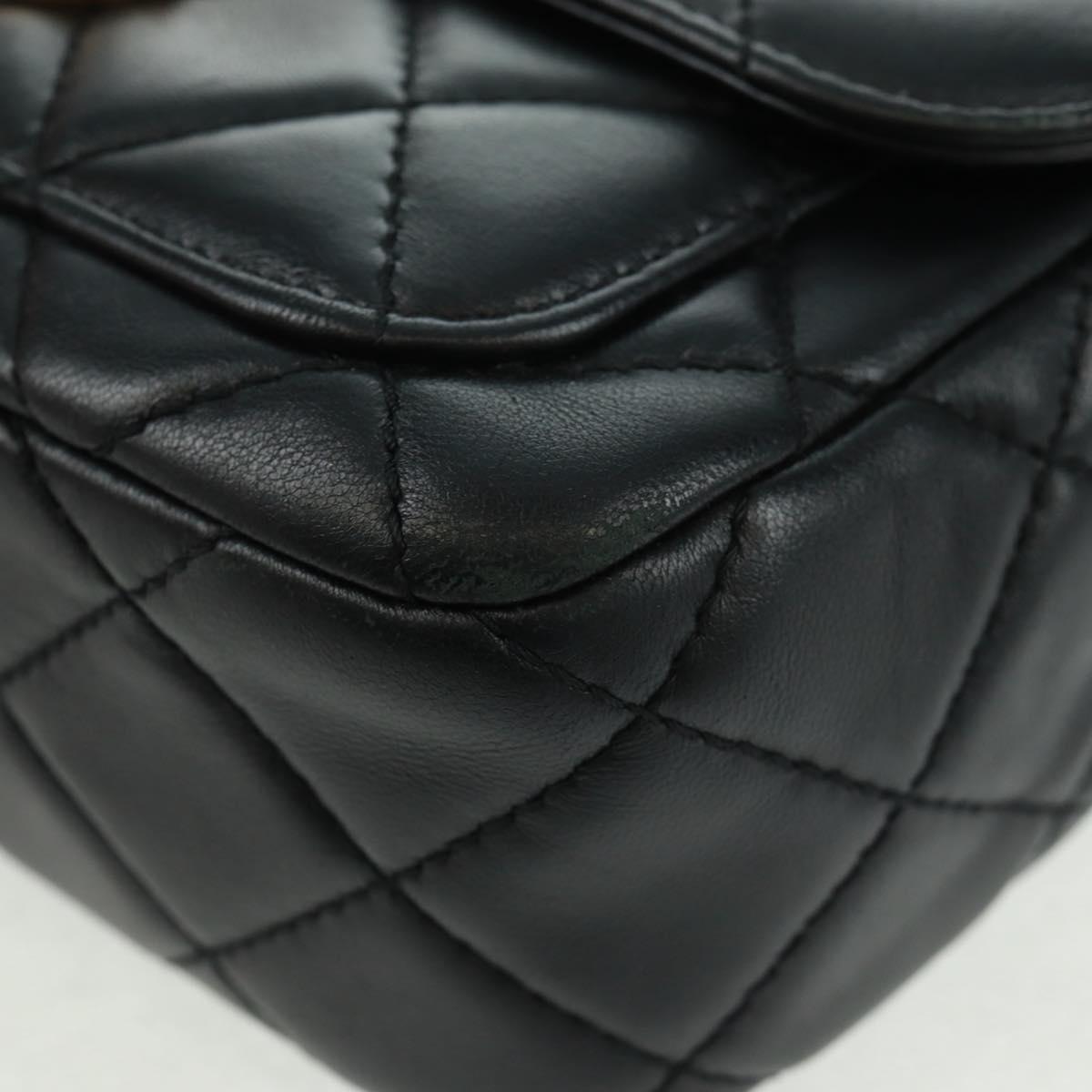 CHANEL Matelasse Chain Shoulder Bag Lamb Skin Black Gold CC Auth 159919SAM