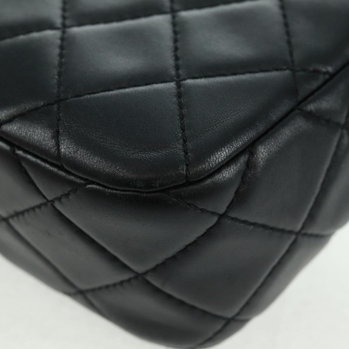 CHANEL Matelasse Chain Shoulder Bag Lamb Skin Black Gold CC Auth 159919SAM