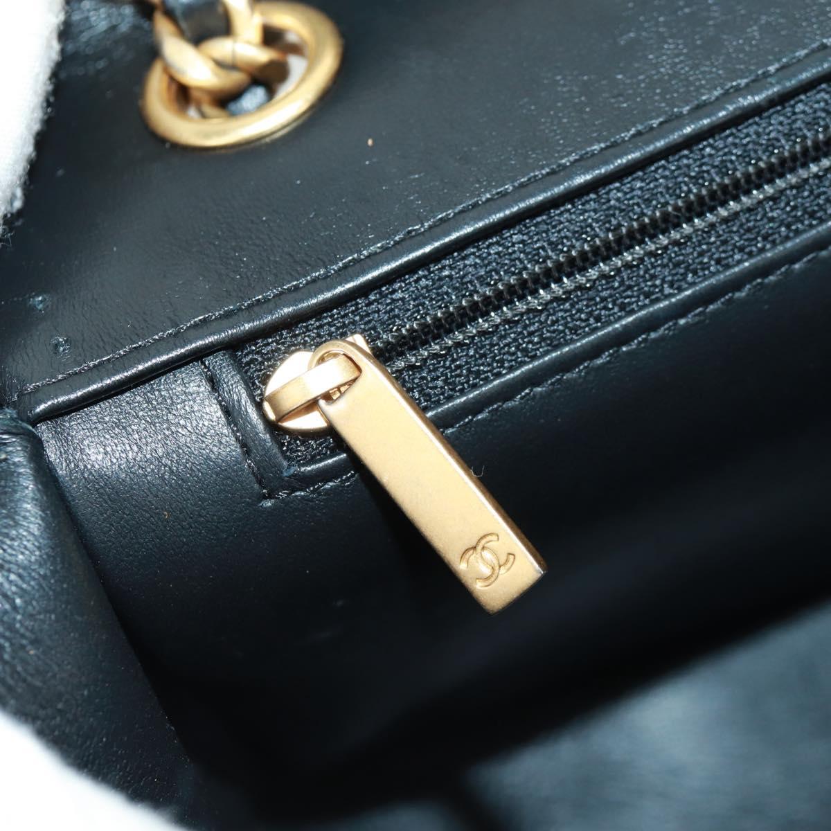 CHANEL Matelasse Chain Shoulder Bag Lamb Skin Black Gold CC Auth 159919SAM