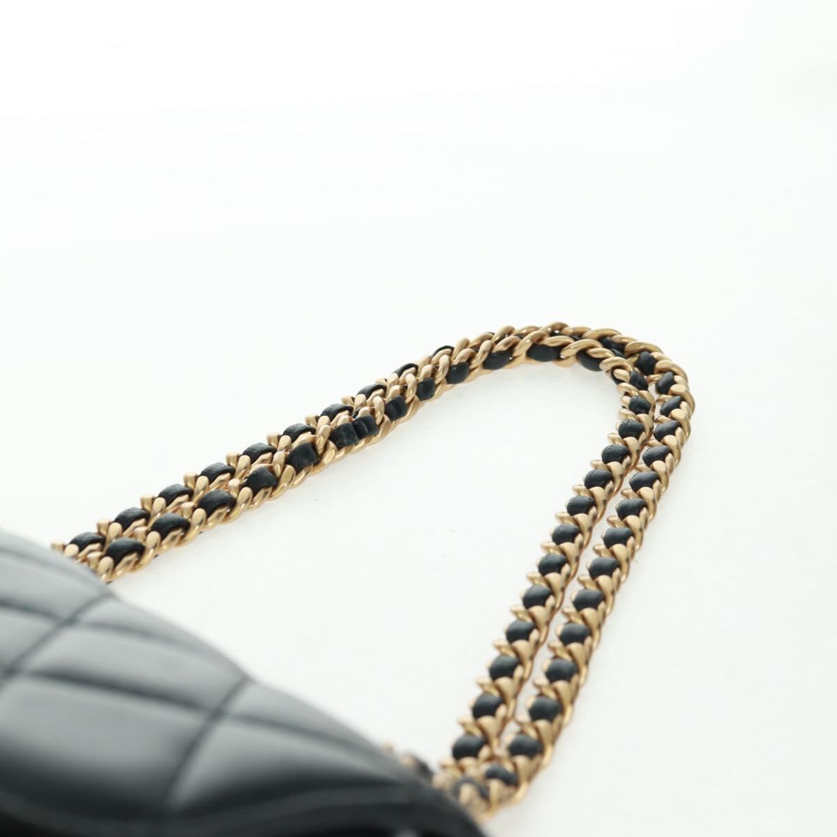 CHANEL Matelasse Chain Shoulder Bag Lamb Skin Black Gold CC Auth 159919SAM