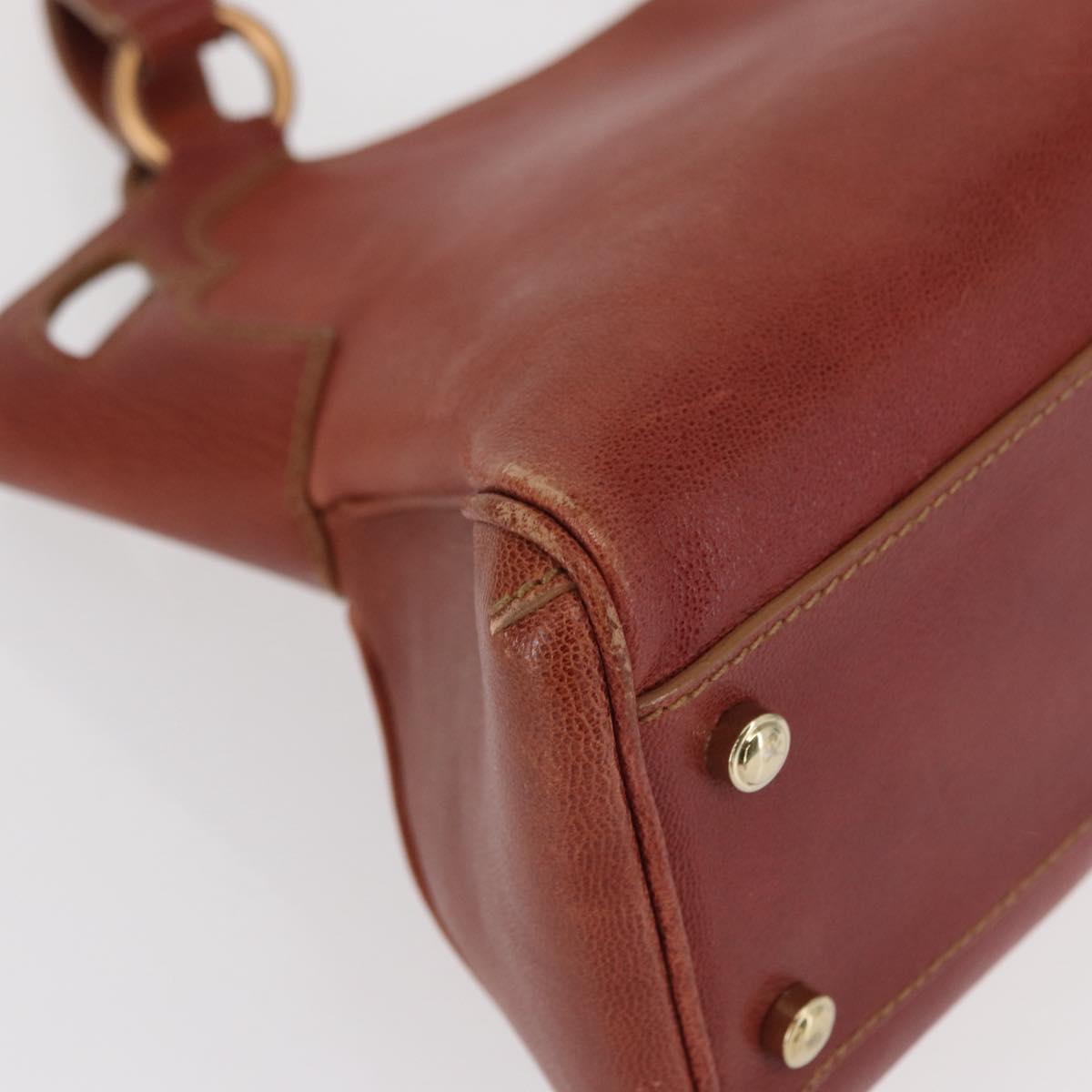 CARTIER Marcello Hand Bag Leather Brown Auth 159935