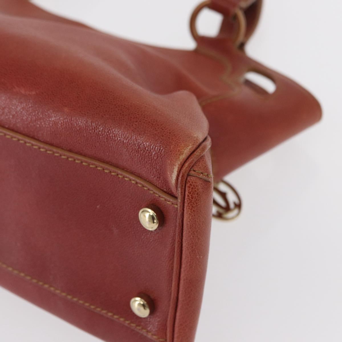 CARTIER Marcello Hand Bag Leather Brown Auth 159935