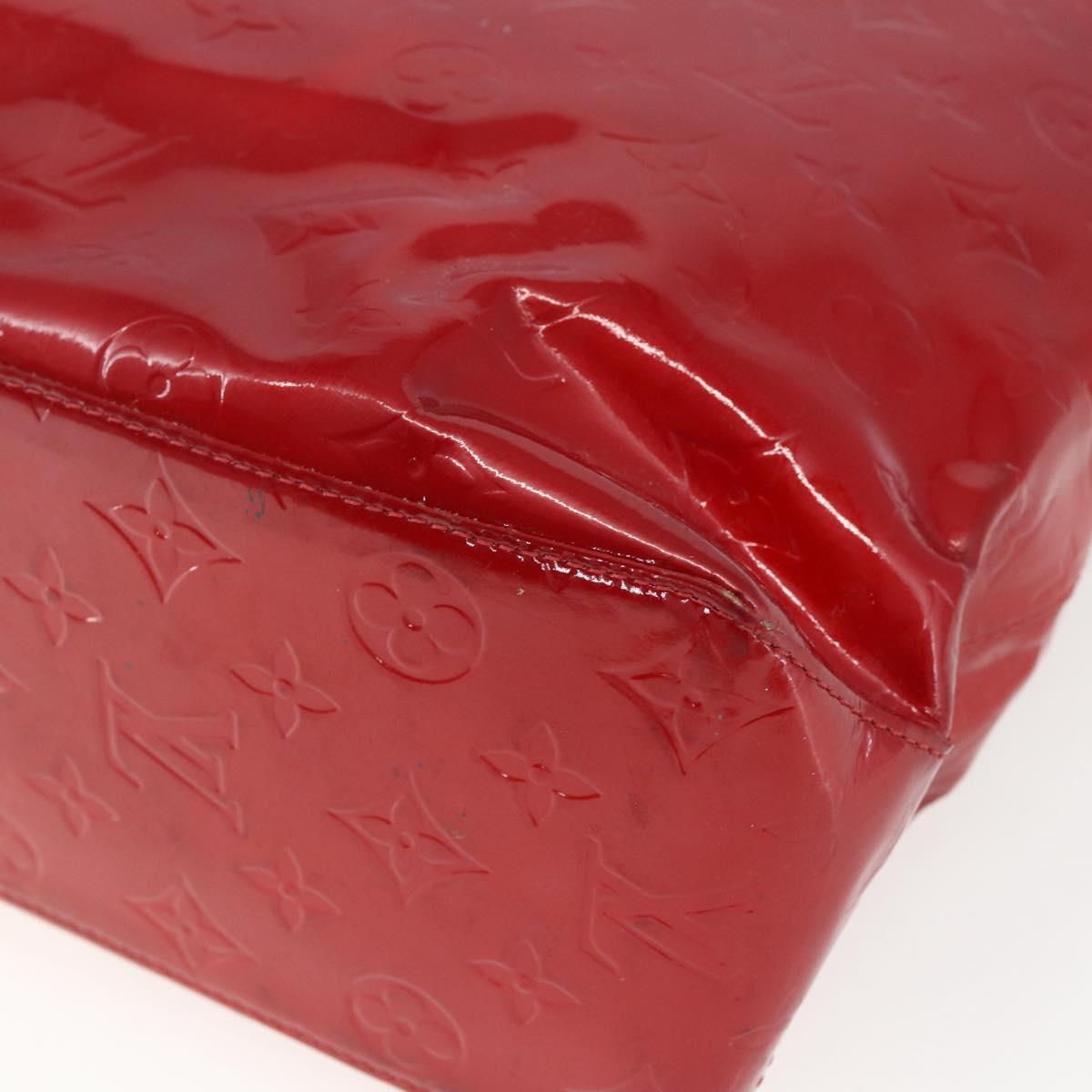 LOUIS VUITTON Monogram Vernis Reade MM Hand Bag Red Rouge M91086 LV Auth 159938