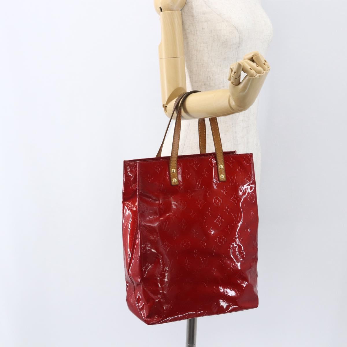 LOUIS VUITTON Monogram Vernis Reade MM Hand Bag Red Rouge M91086 LV Auth 159938