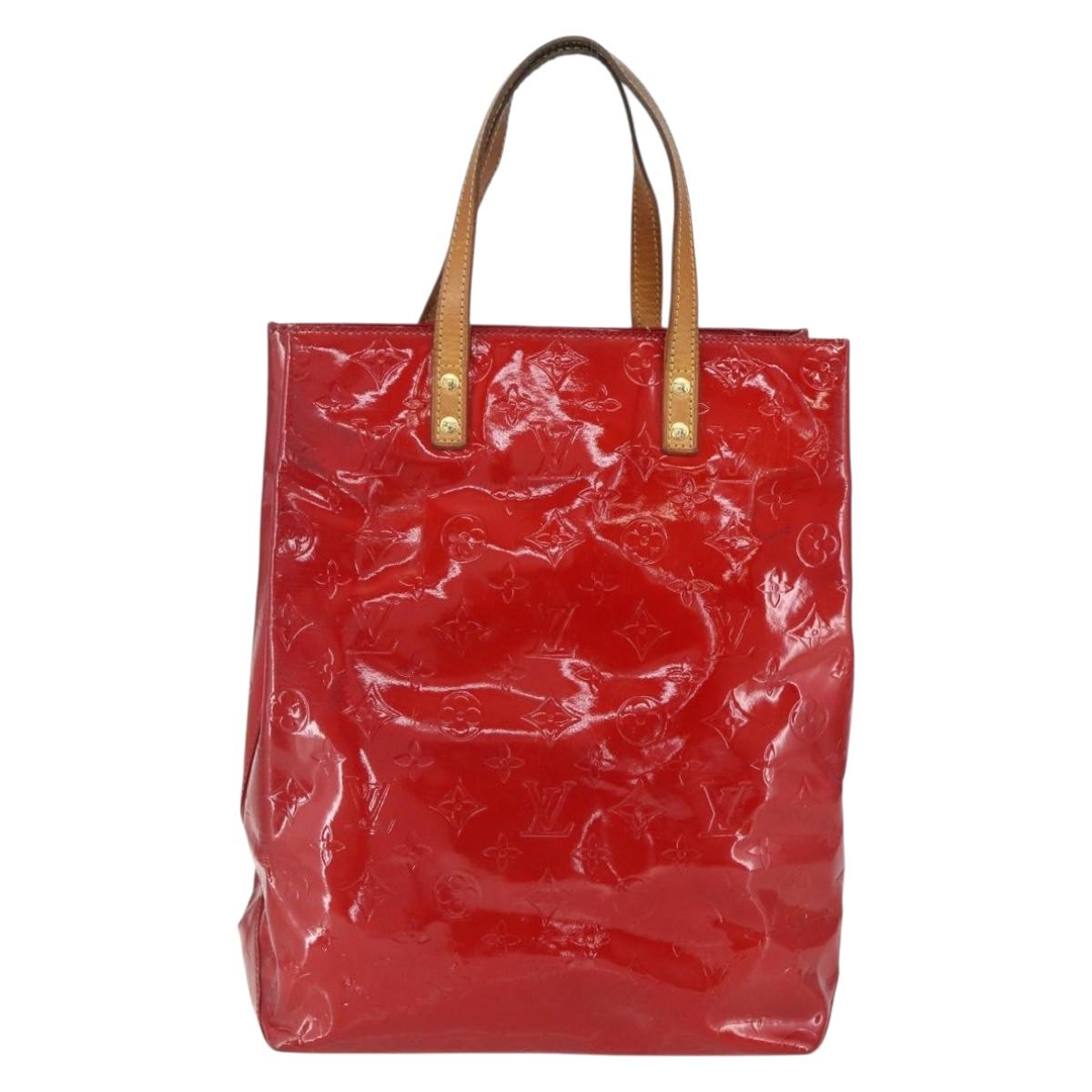 LOUIS VUITTON Monogram Vernis Reade MM Hand Bag Red Rouge M91086 LV Auth 159938