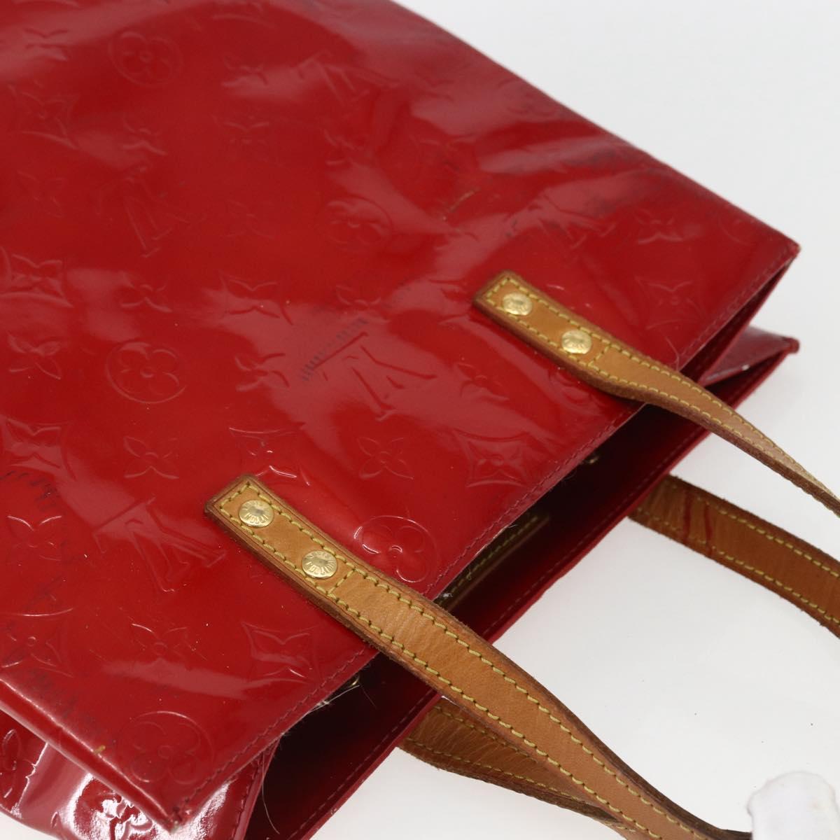 LOUIS VUITTON Monogram Vernis Reade MM Hand Bag Red Rouge M91086 LV Auth 159938
