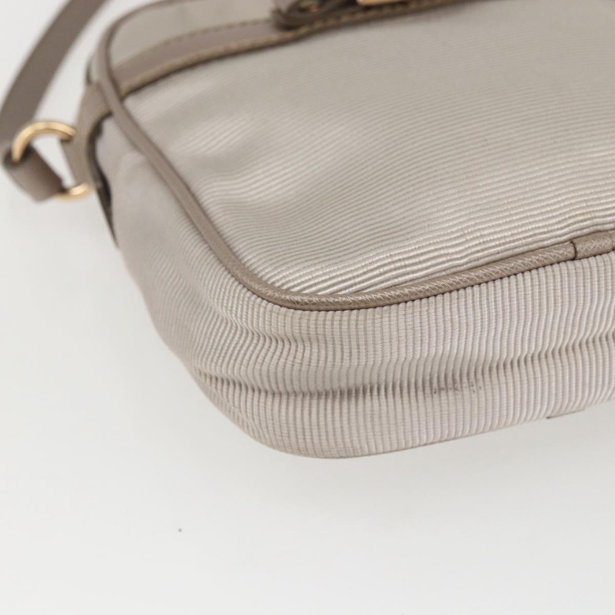 Salvatore Ferragamo Vala Shoulder Bag Nylon Beige Gold Auth 159964