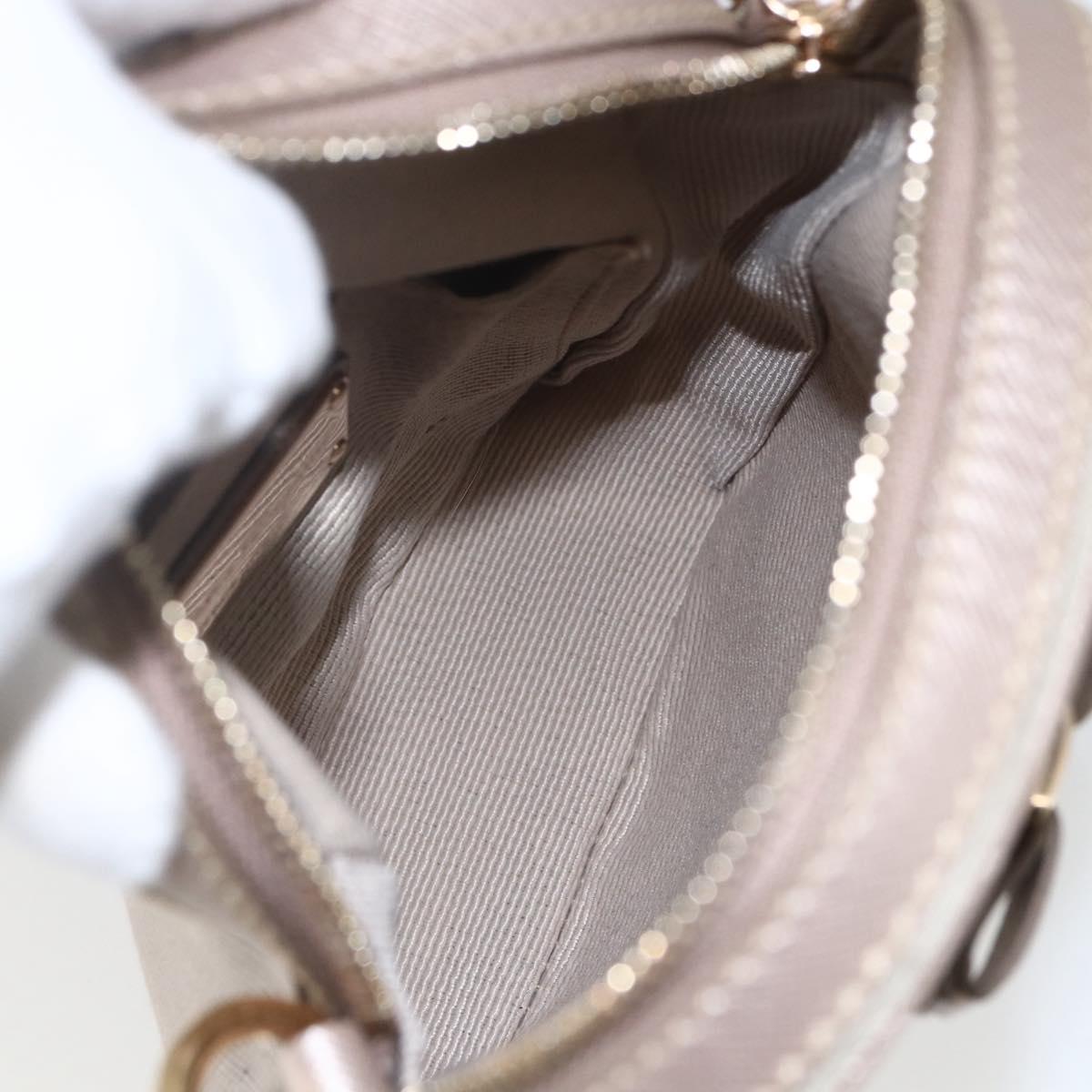 Salvatore Ferragamo Vala Shoulder Bag Nylon Beige Gold Auth 159964