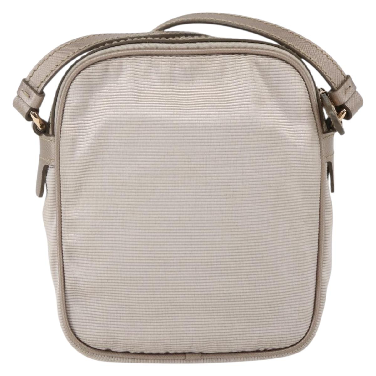 Salvatore Ferragamo Vala Shoulder Bag Nylon Beige Gold Auth 159964
