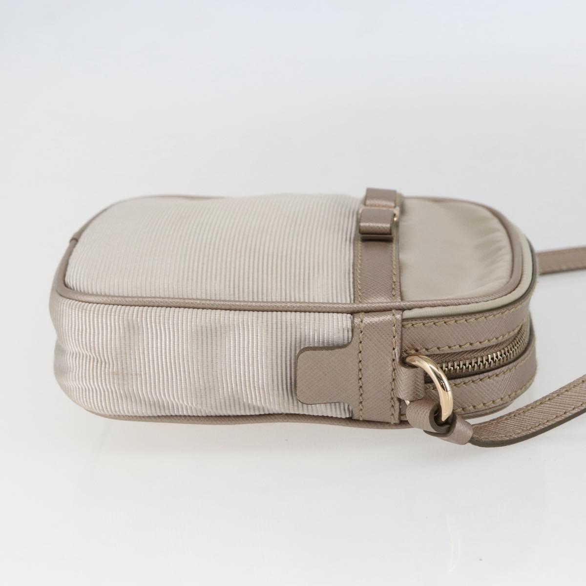 Salvatore Ferragamo Vala Shoulder Bag Nylon Beige Gold Auth 159964