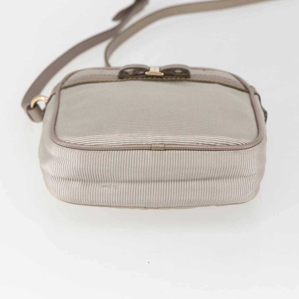 Salvatore Ferragamo Vala Shoulder Bag Nylon Beige Gold Auth 159964