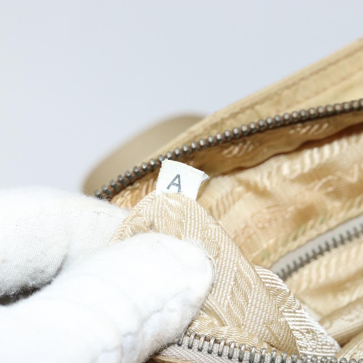 PRADA Quilted Shoulder Bag Nylon Beige Silver Auth 159966