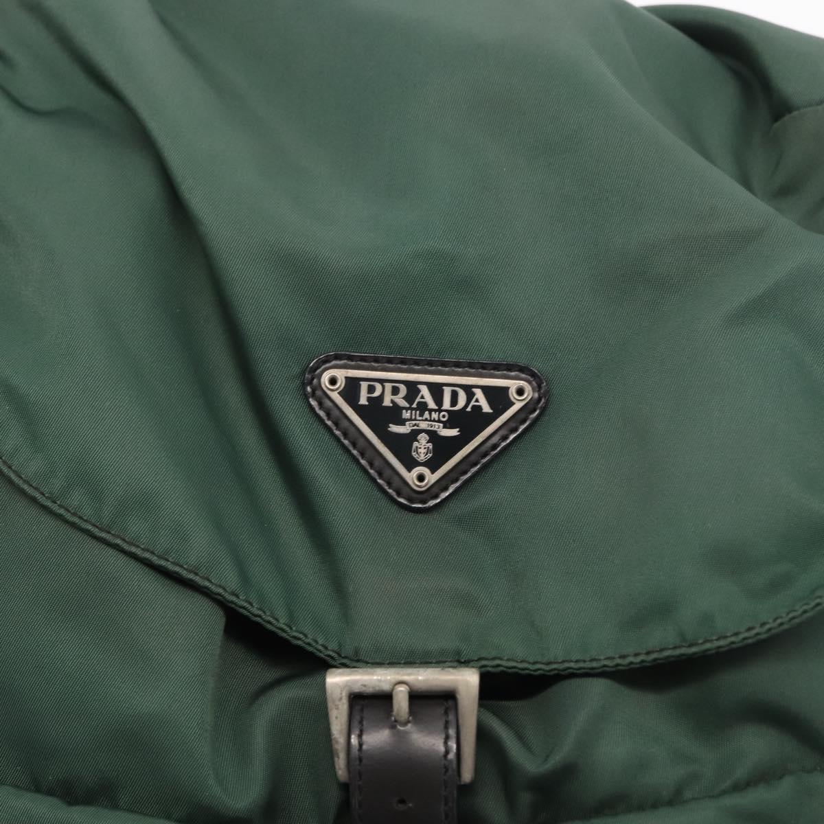PRADA Backpack Nylon Green Silver Auth 159970