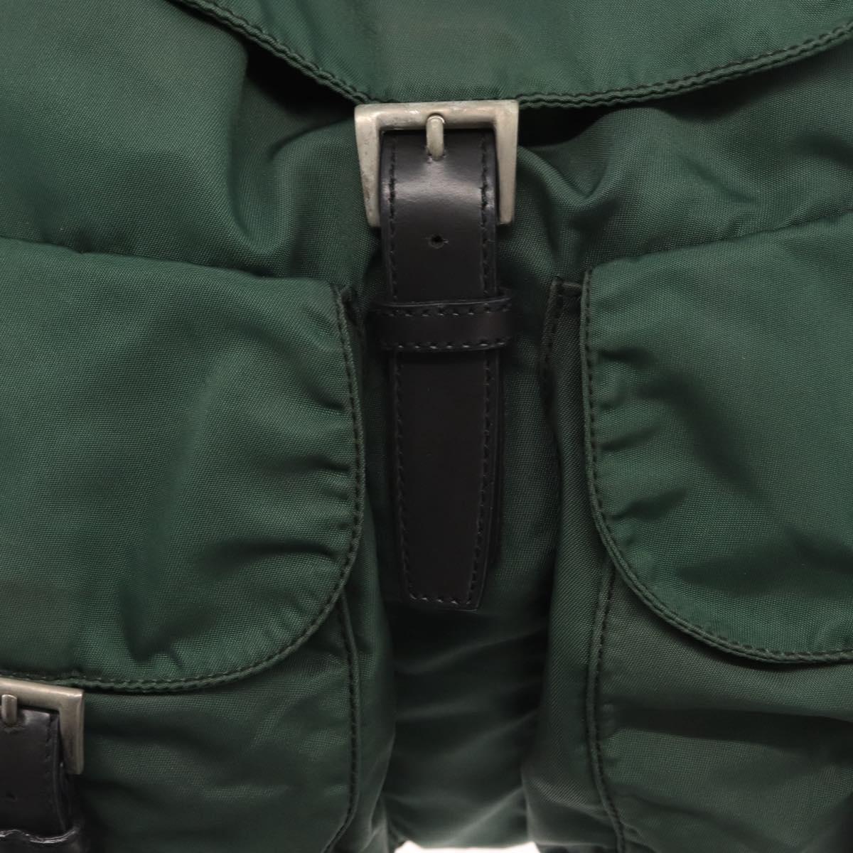 PRADA Backpack Nylon Green Silver Auth 159970