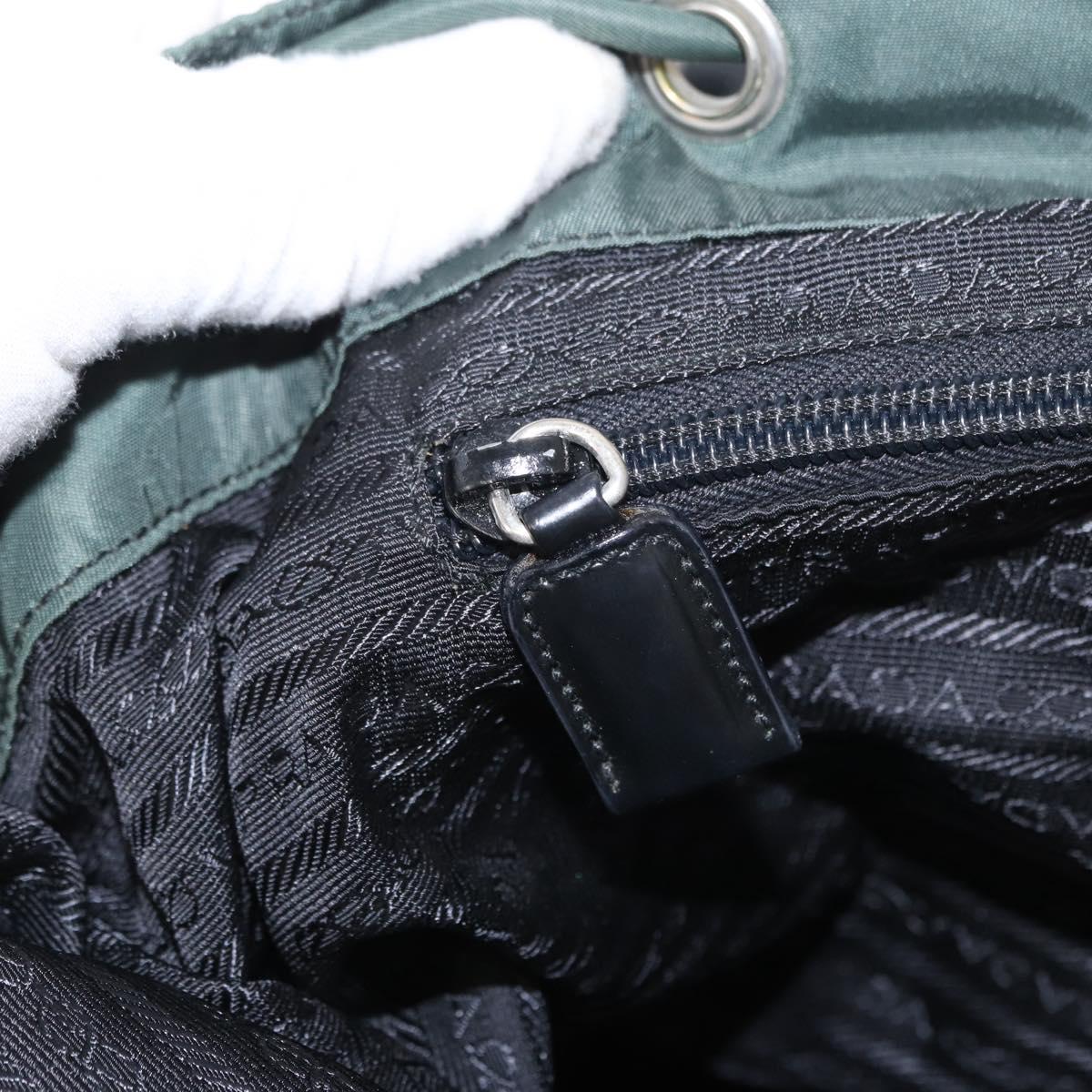 PRADA Backpack Nylon Green Silver Auth 159970