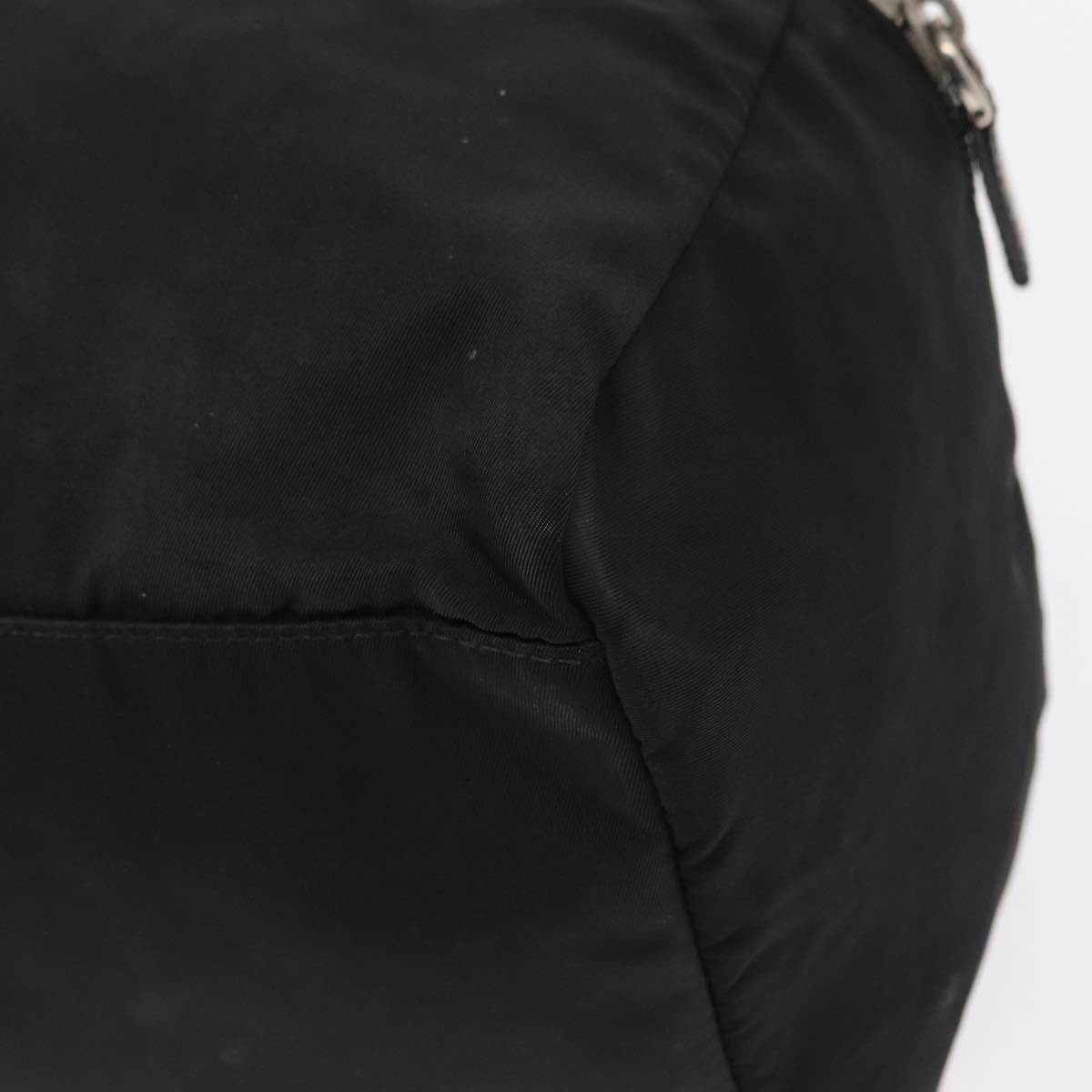 PRADA Hand Bag Nylon Silver Black Auth 159971