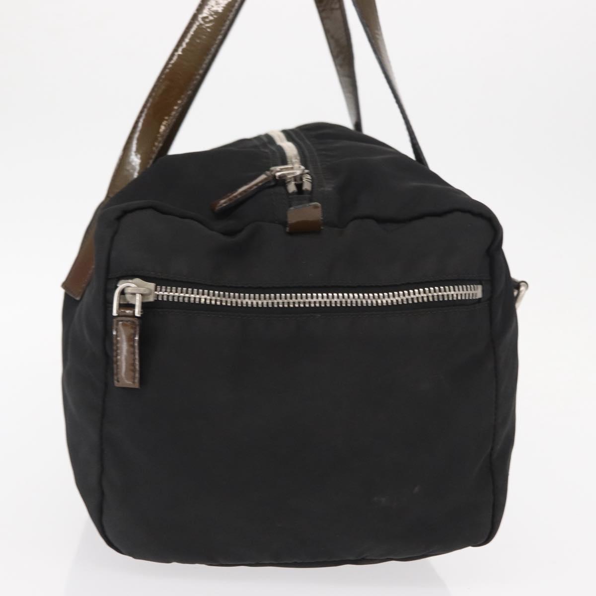 PRADA Hand Bag Nylon Silver Black Auth 159971