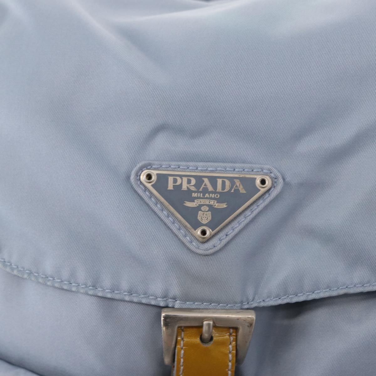 PRADA Backpack Nylon Light Blue Silver Auth 159978