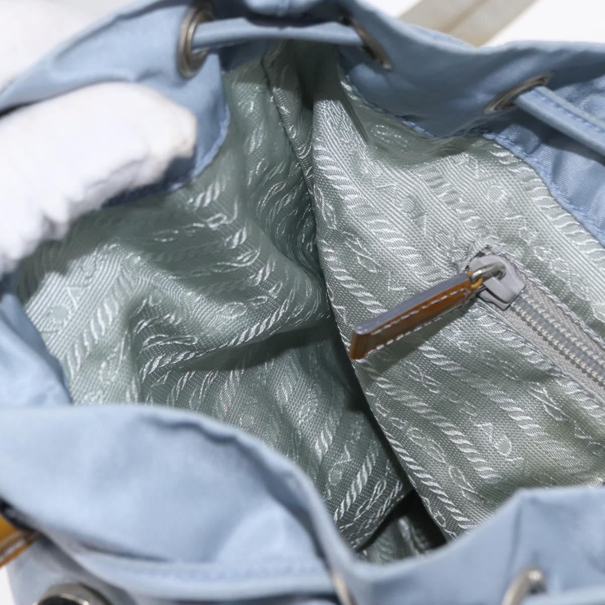 PRADA Backpack Nylon Light Blue Silver Auth 159978