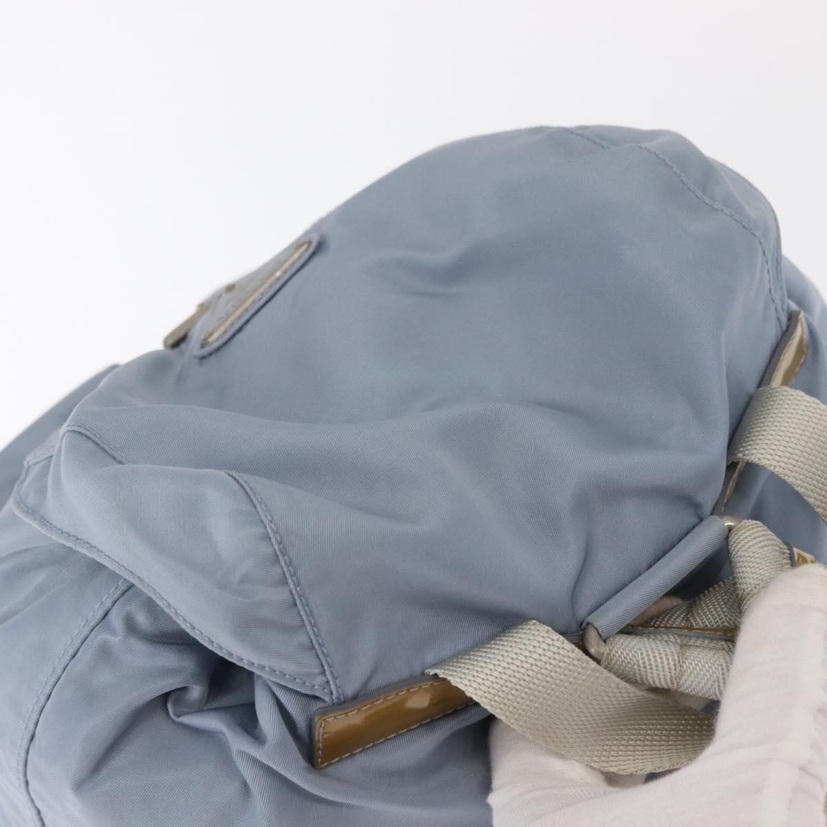 PRADA Backpack Nylon Light Blue Silver Auth 159978