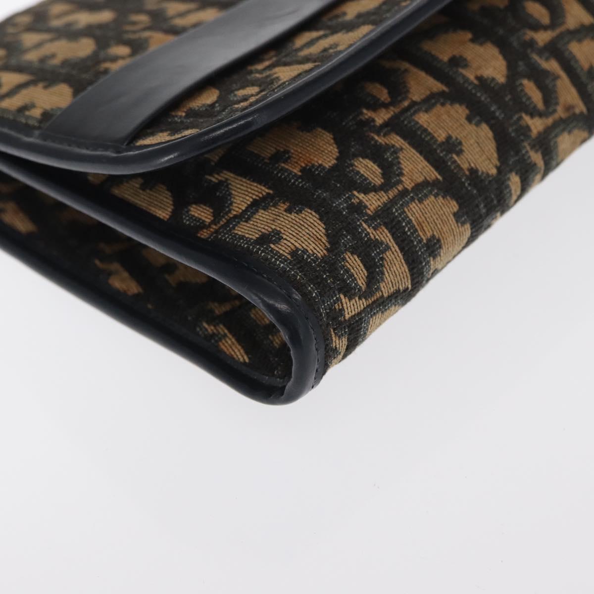 Christian Dior Trotter Canvas Chain Shoulder Bag Navy Gold Auth 159985